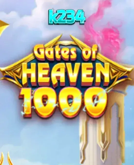 Pemandangan gerbang surgawi dengan Zeus di slot Gates of Heaven 1000